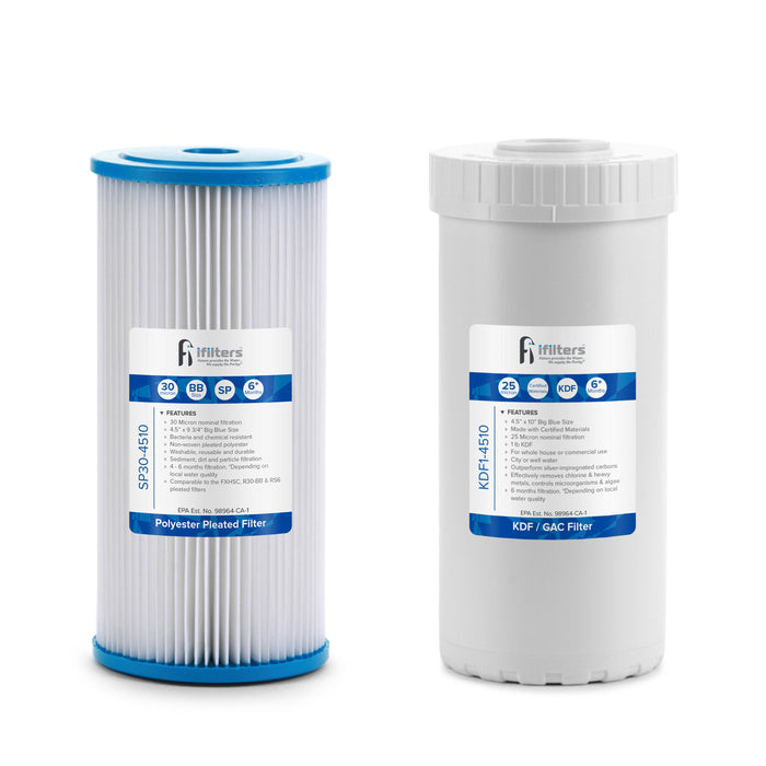 SP30-KDF1-4510 Whole House Sediment & KDF Water Filter Set, 30 Micron 4.5"x10"