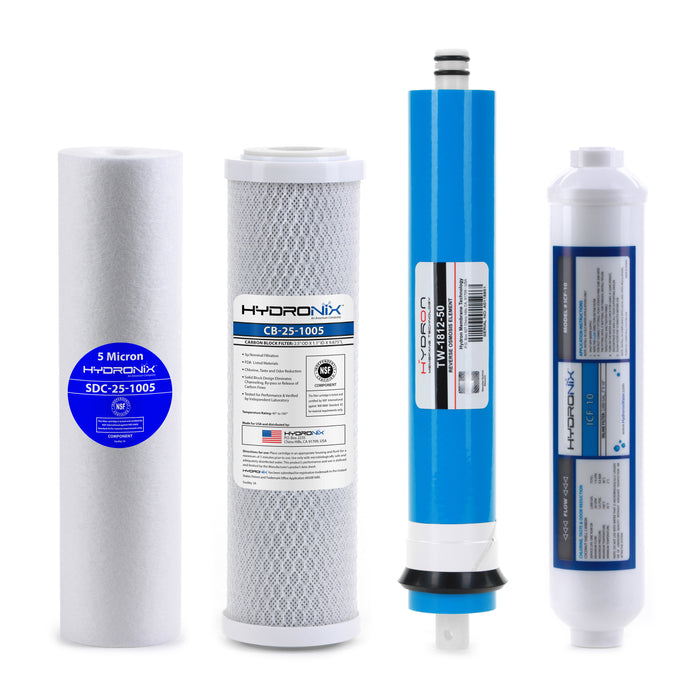 Reverse Osmosis Replacement Filter Set RO Cartridges 4 stage w/ 50 GPD Membrane