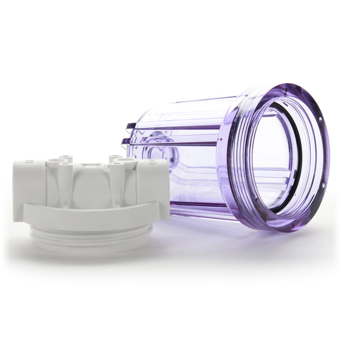 Hydronix 5" Clear Housing w/ White Rib Cap, RO & Filtration Systems, 3/8" Ports