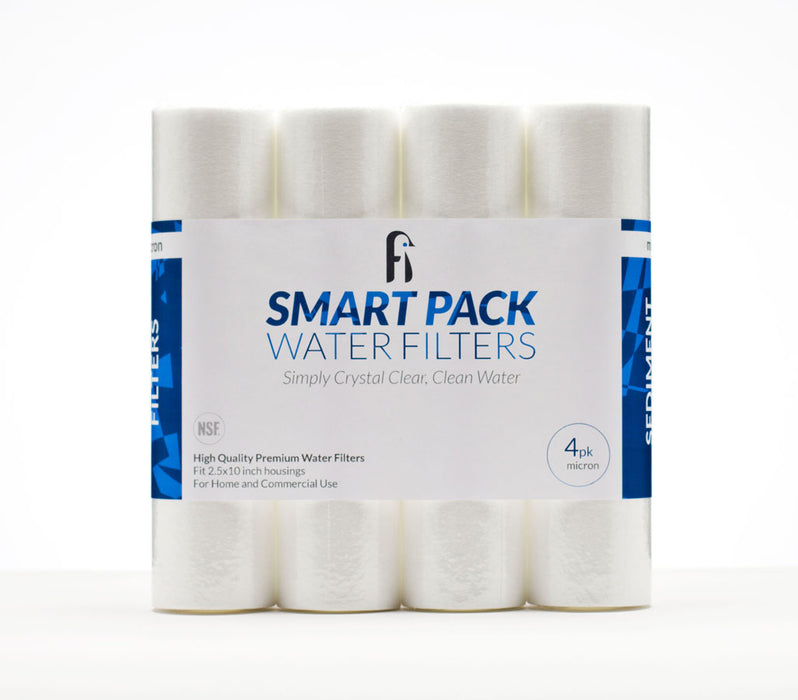 Sediment Water Filters Smart Pack RO DI Whole House Ice, 10 μm 2.5" x 10" 4 Pack