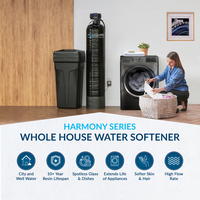 Harmony Series | 64,000 (64k) Grains Water Softener | 4+ Bathrooms | Up to 7 People