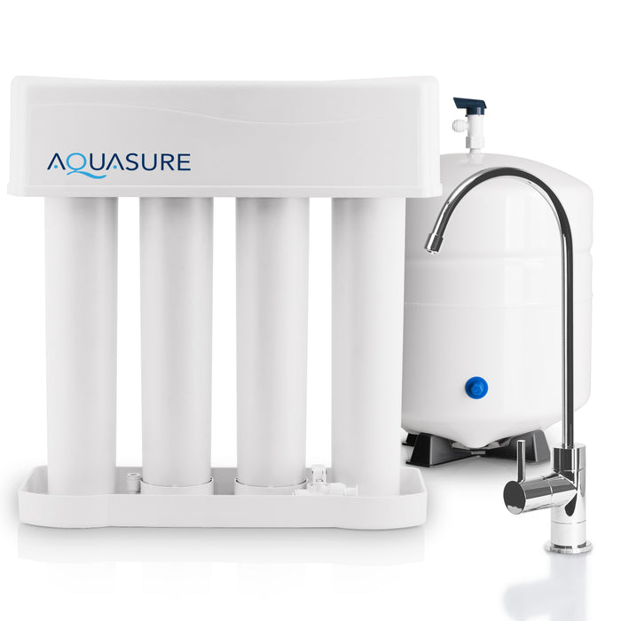 Aquasure Premier Advanced Series 4-Stage 75 GPD Reverse Osmosis Water Filtration System Chrome Faucet Clean Drinking Water Solution