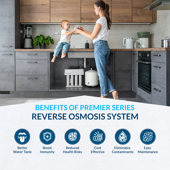 Aquasure Premier Advanced Series 4-Stage 75 GPD Reverse Osmosis Water Filtration System Chrome Faucet Clean Drinking Water Solution