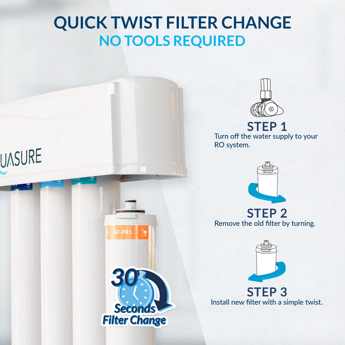 Aquasure Premier Advanced Series 4-Stage 75 GPD Reverse Osmosis Water Filtration System Chrome Faucet Clean Drinking Water Solution