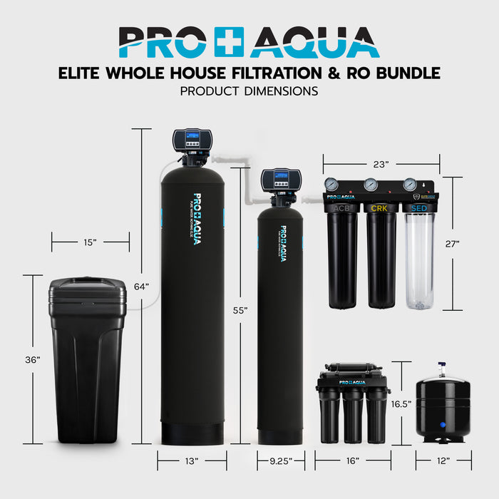 PRO+AQUA BNDL-WEL-RO ELITE Well Water Filter Softener Bundle Plus Reverse Osmosis Drinking System