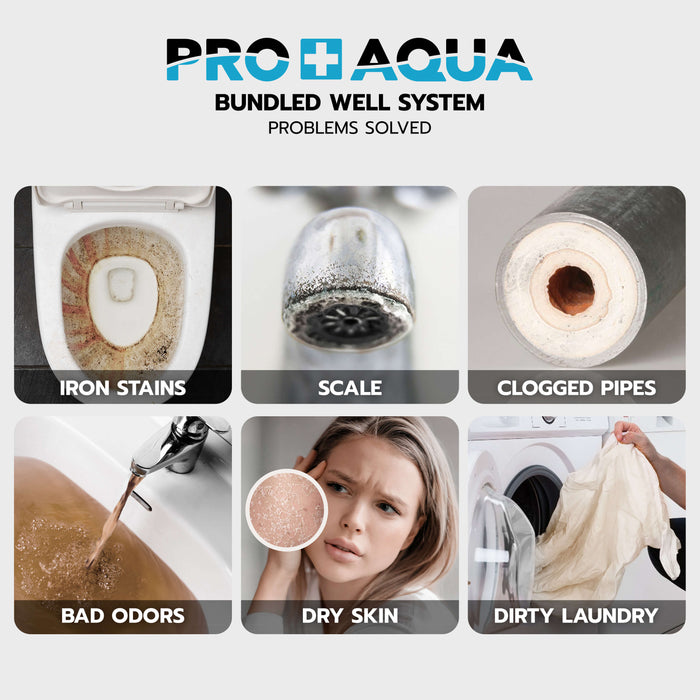 PRO+AQUA BNDL-WEL ELITE Well Water Filtration and Softener Bundle, Iron, Odor, Hardness