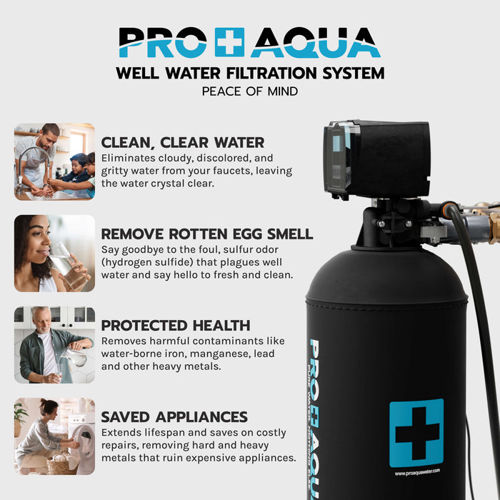 PRO+AQUA BNDL-WEL ELITE Well Water Filtration and Softener Bundle, Iron, Odor, Hardness