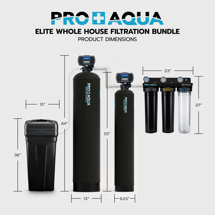 PRO+AQUA BNDL-WEL ELITE Well Water Filtration and Softener Bundle, Iron, Odor, Hardness