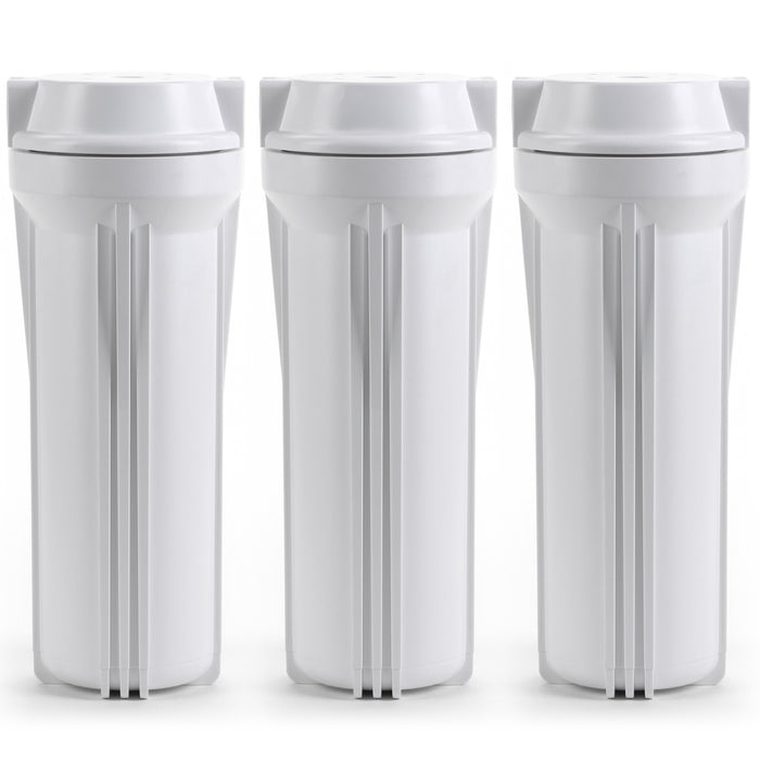 3pc Water Filter Housings For RO, DI, Drinking Water Filtration Systems 1/4" FPT