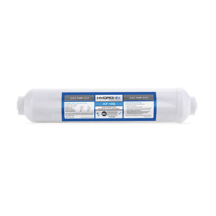 Inline RO Post Fridge Ice Coconut GAC Water Filter 2000 Gal, 1/4" Quick Connect