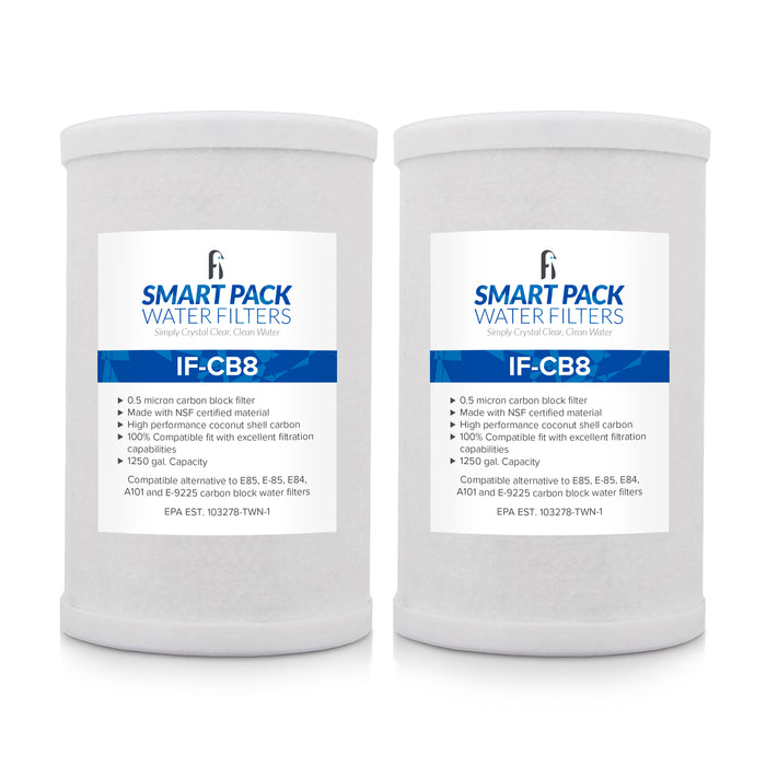 Smart Pack Water Filters CB8 Carbon Block Water Filter Compatible with Amway E-84, E-85, A101, E-9225- 2 Pack