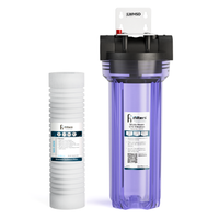 iFilters Whole House Sediment Filter for Dirt, Sand, Silt, Rust and Scale - Clear Housing - 3/4" Ports - Pressure Relief Button