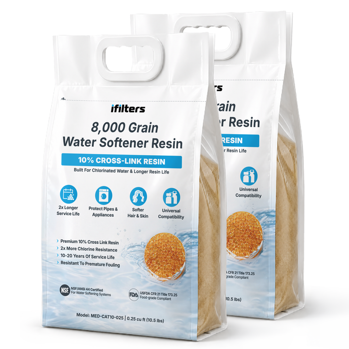 iFilters MED-CAT10-025 Premium 10% Crosslink Water Softener Resin, 2-Pack, 1/2 Cu Ft