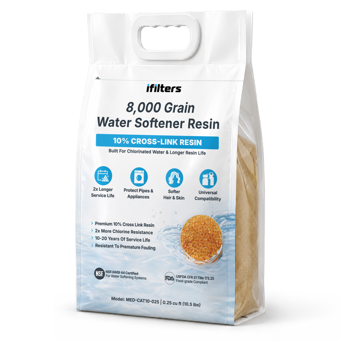 iFilters MED-CAT10-025 Premium 10% Crosslink Water Softener Resin, 1/4 Cu Ft