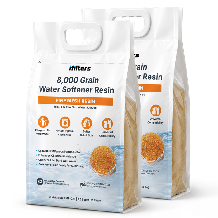 iFilters MED-FMR-025 Premium Fine Mesh Water Softener Resin, 2PK, 1/2 Cu Ft