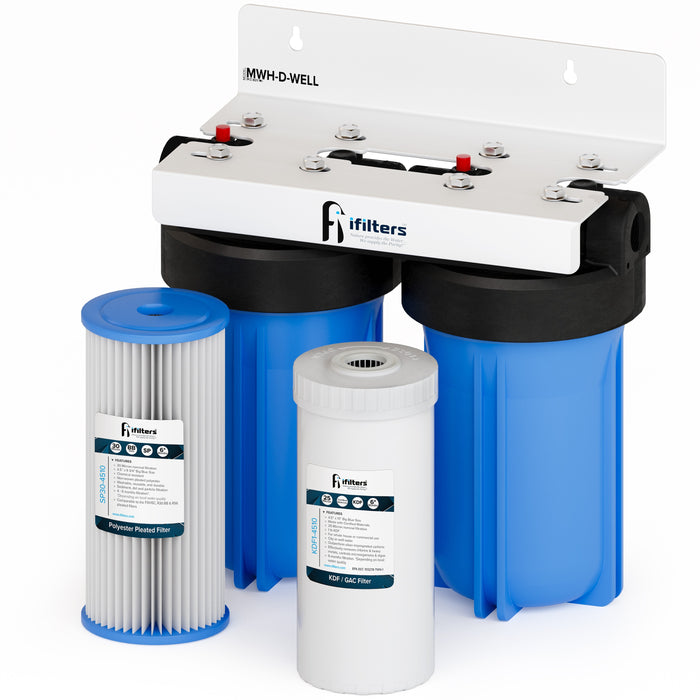 MWH-D-WELL Well Water Filtration System Sediment Odor Taste Rust Whole House, 1" Ports | iFilters