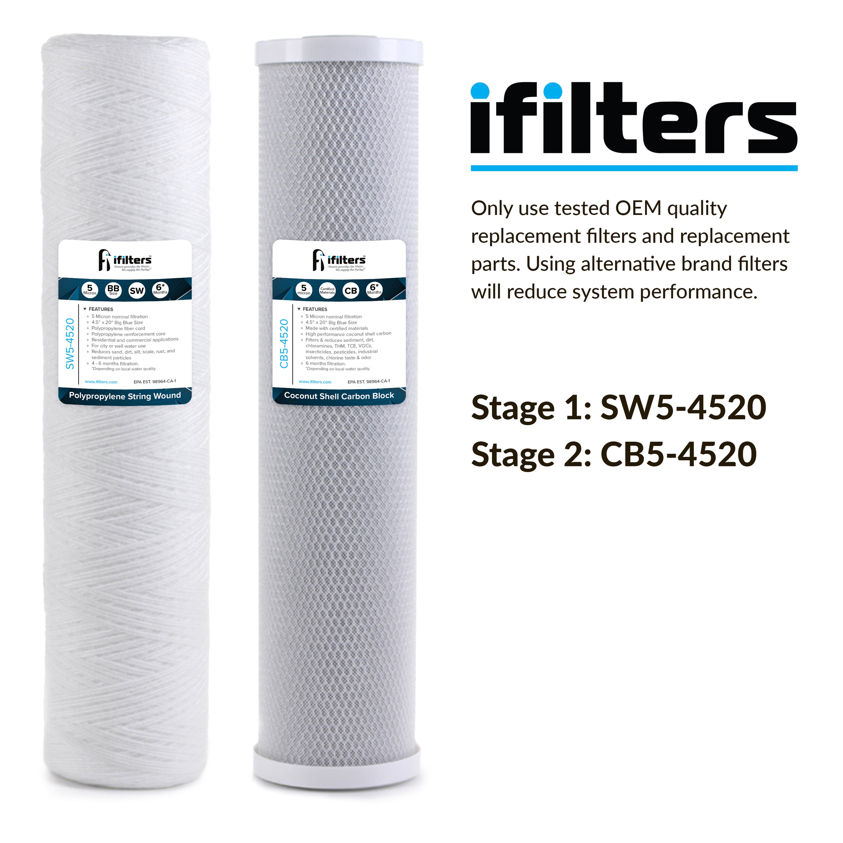 Whole House Filter System 2 Stage 20" Sediment Chlorine Taste Odor VOCs ...