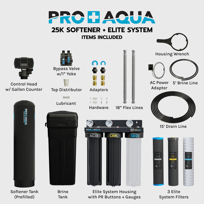 Whole House Water Filtration System + 25,000 Grain Water Softener | Bundle