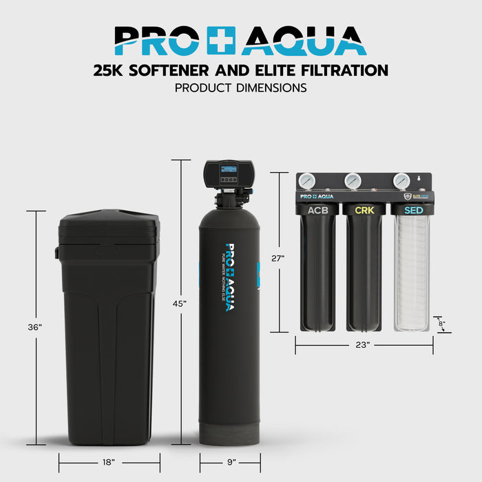 Whole House Water Filtration System + 25,000 Grain Water Softener | Bundle
