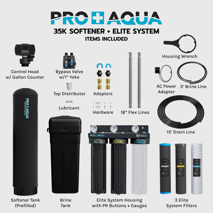 Whole House Water Filtration System + 25,000 Grain Water Softener | Bundle
