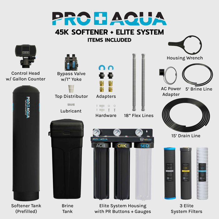 Whole House Water Filtration System + 35,000 Grain Water Softener | Bundle