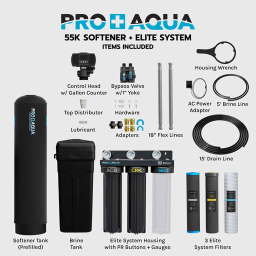 Whole House Water Filtration System + 45,000 Grain Water Softener | Bundle