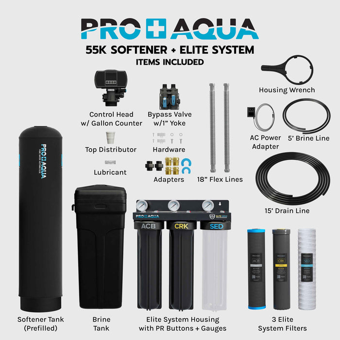 Whole House Water Filtration System + 45,000 Grain Water Softener | Bundle