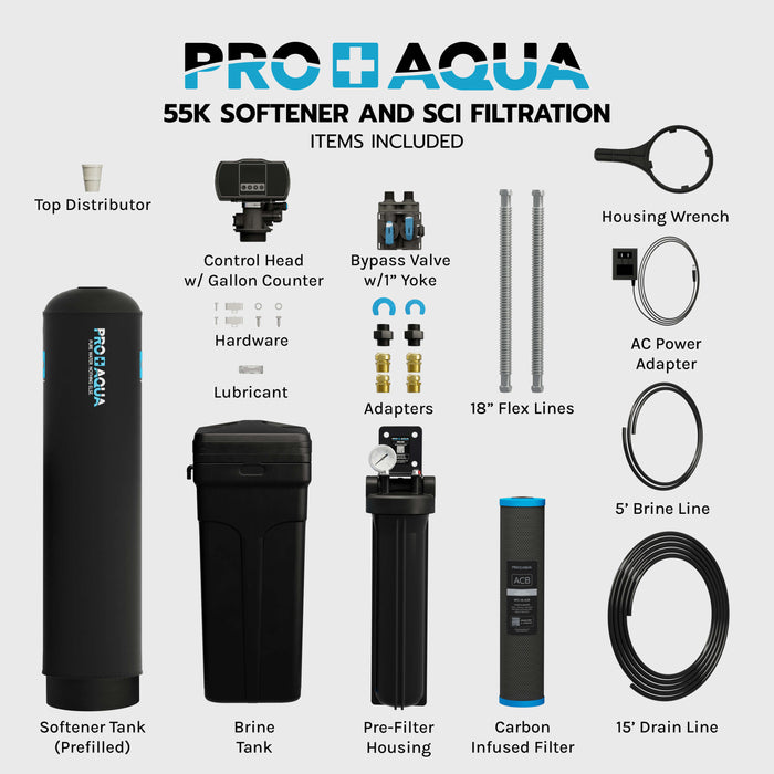 PRO-SCI-S55E 55,000 Grain Whole House Water Filter & Softener Bundle