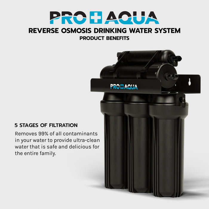 Pro+Aqua Premium 100 GPD RO System, Fast Flow, 6 gal holding tank, Black