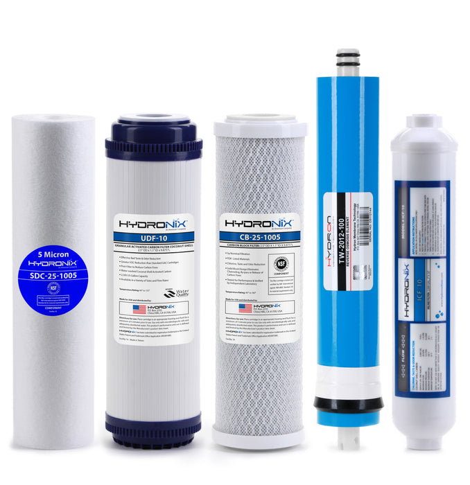 Reverse Osmosis Replacement Filter Set RO Cartridges 5 pcs w/ 100 GPD Membrane
