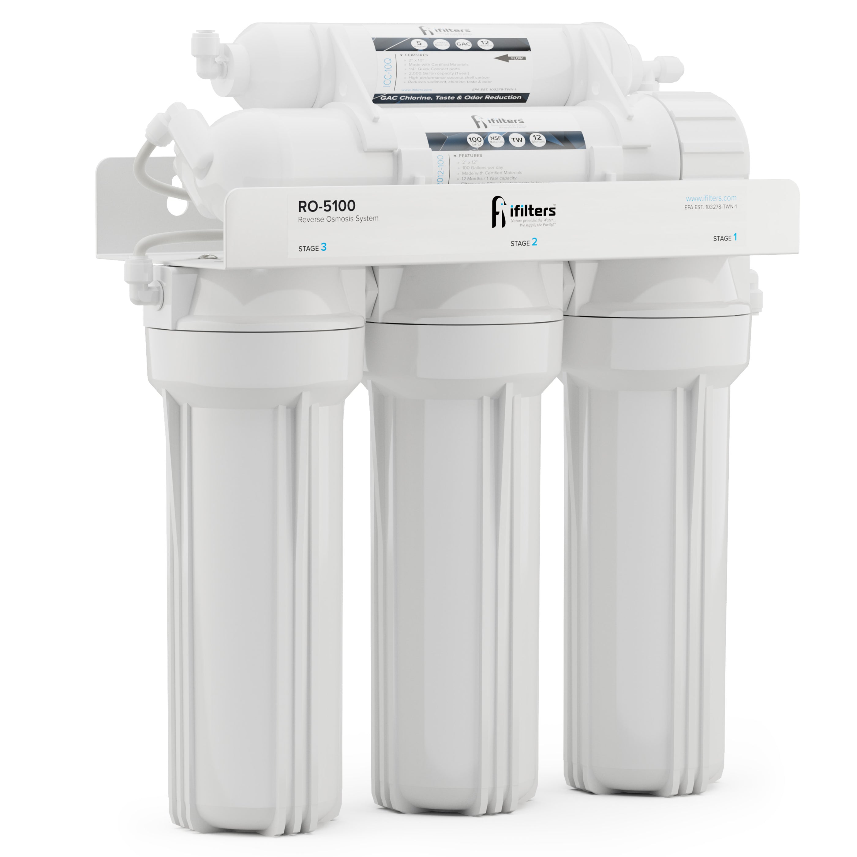 5 Stage 100 GPD Premium Reverse Osmosis Drinking Water System, Module ...