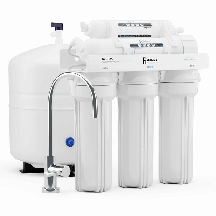 75 GPD Reverse Osmosis Filtration System 5 Stage, Brushed Nickel Faucet, 5 Gal