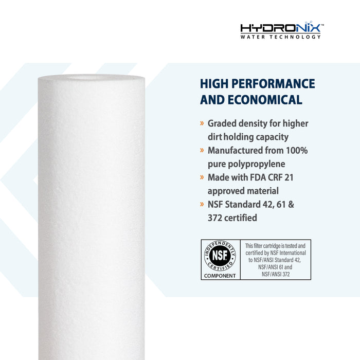 Hydronix Whole House Water Sediment Filter 4.5" x 20" - 1 Micron (2 Pack)