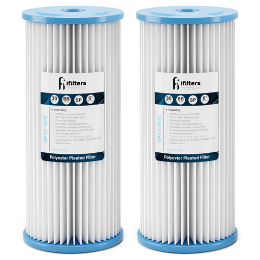 iFilters SP30-4510 4.5 x 10 Washable Pleated Sediment Water Filter - 2 Pack