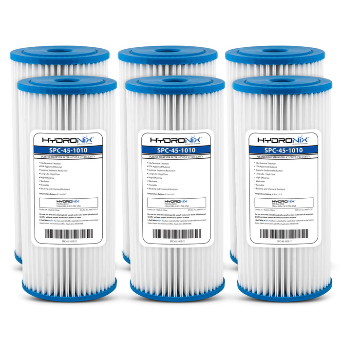 12 PACK, Whole House Sediment Pleated Water Filter, Washable Reusable 10 Micron 4.5 x 10