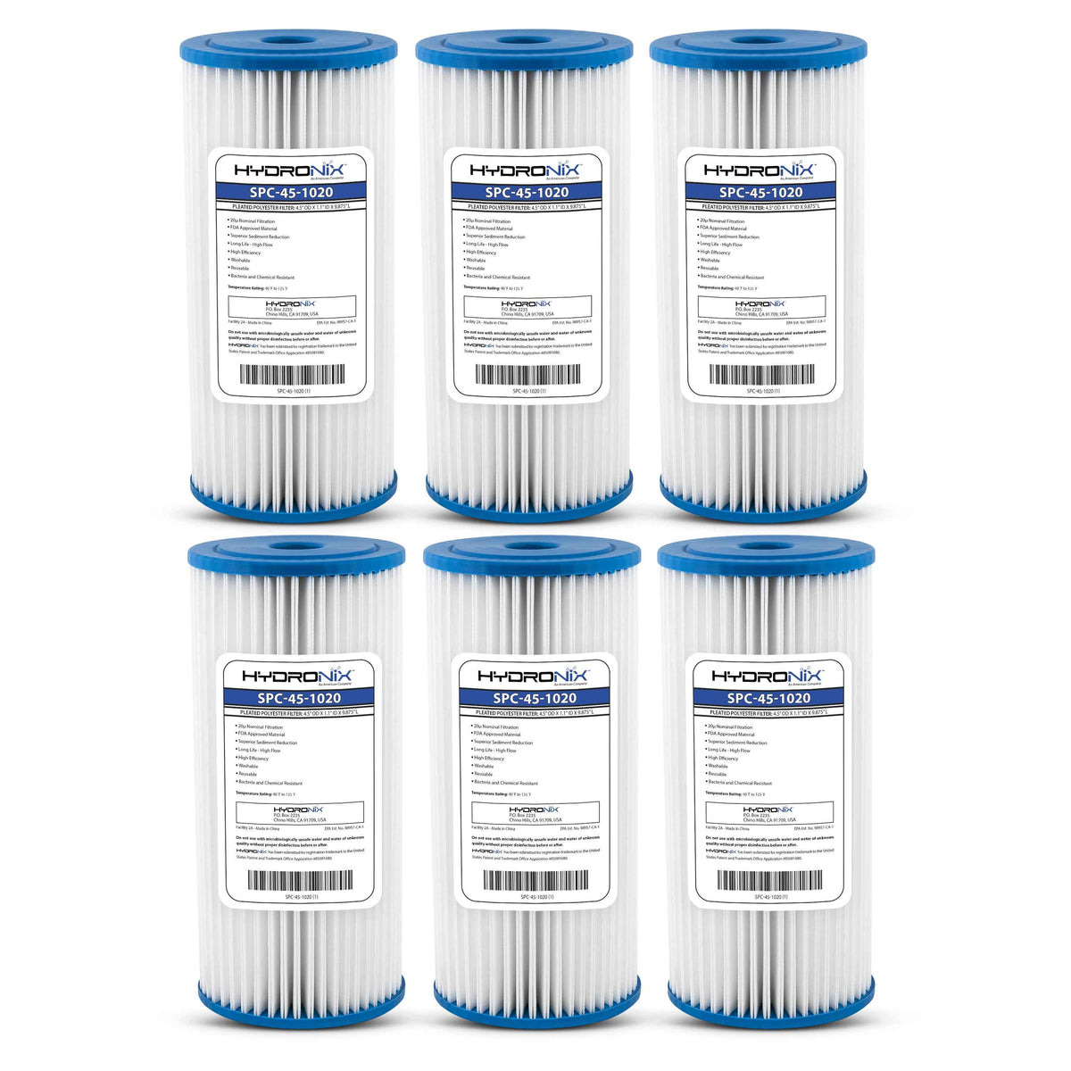 6 PACK - Sediment Pleated Water Filter - Washable & Reusable, 4.5