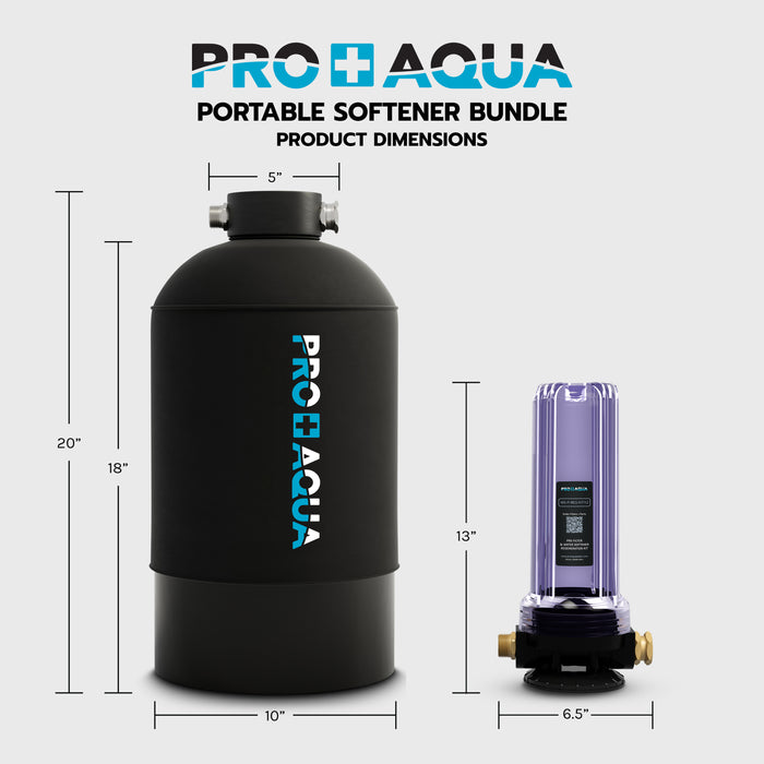 PRO+AQUA WS-P-16-BNDL - Portable RV Water Softener 16,000 Grains and Filtration System Bundle
