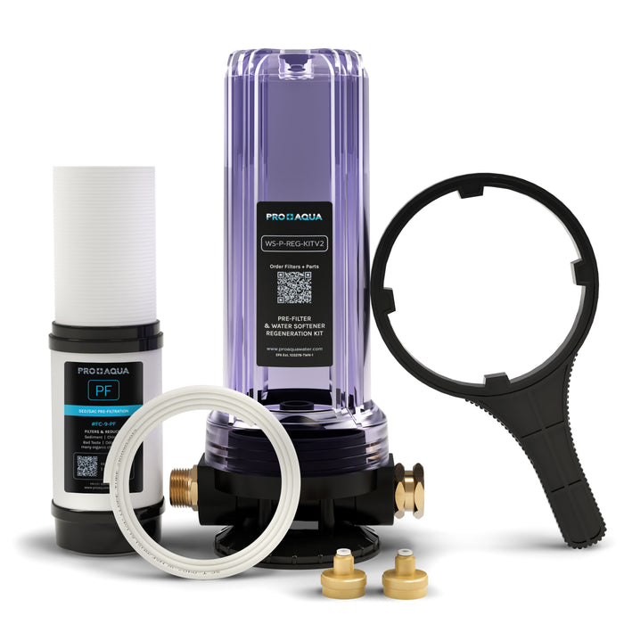 PRO+AQUA RV Filter and Water Softener Regeneration Kit for Sediment, Chlorine, Odor, Taste