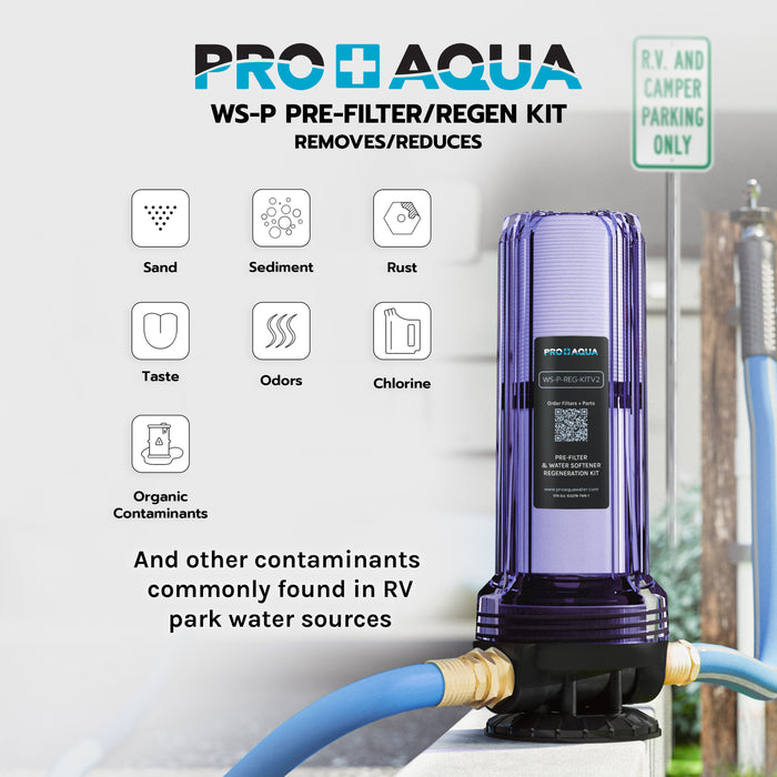 PRO+AQUA RV Filter and Water Softener Regeneration Kit for Sediment, Chlorine, Odor, Taste