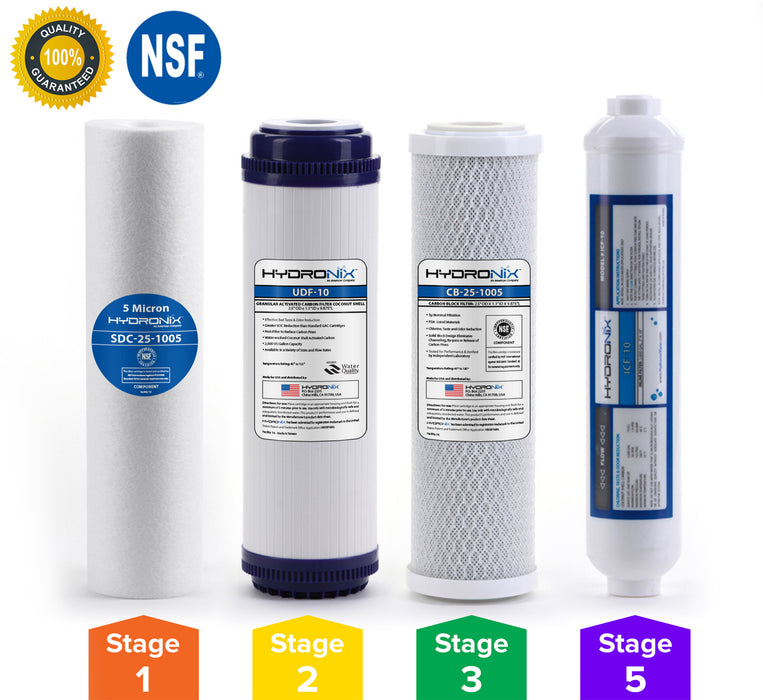 5 Stage Reverse Osmosis RO Water Filter Replacement Set 4 pc SED UDF CTO GAC NSF