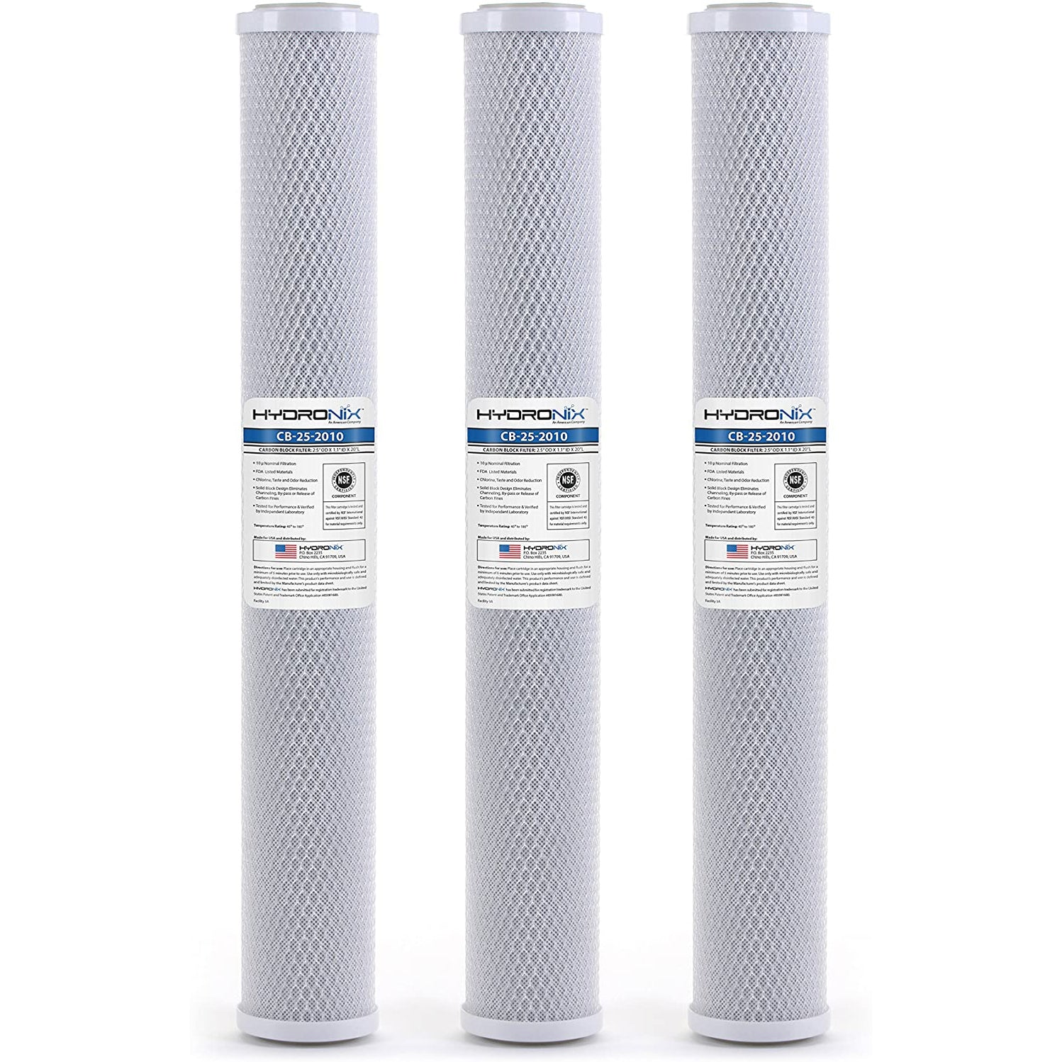 (3 Pack) Hydronix CB-25-2010/3 RO Coconut Activated Carbon Block Water ...