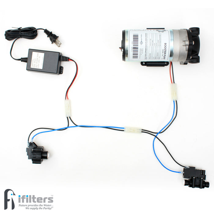 Booster Pump Kit for Reverse Osmosis RO DI Systems Up To 50 GPD, 1/4" QC Ports