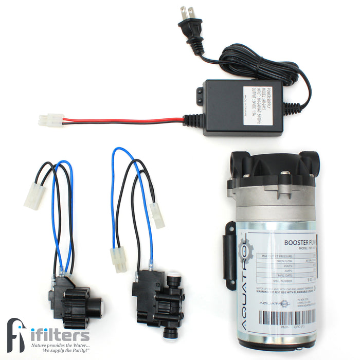 Booster Pump Kit for Reverse Osmosis RO DI Systems Up To 100 GPD, 1/4" QC Ports