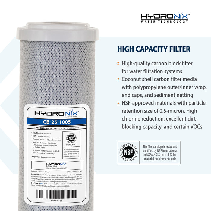 4 Pk Carbon Block Water Filter CTO Whole House RO DI Hydroponics 5 μm 10" x 2.5"