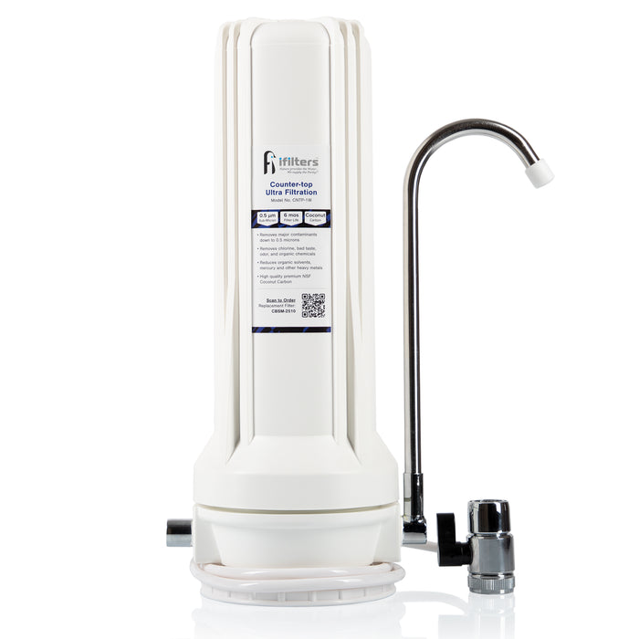 Countertop Ultra Drinking Water Filter For VOCs Cysts Pesticides Chlorine, White
