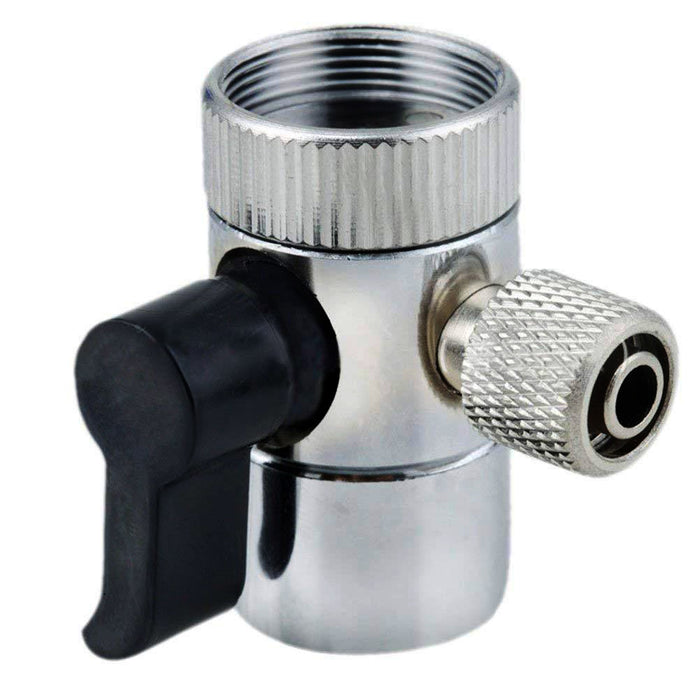 Diverter Valve Faucet Adapter for Counter Top Water Filters, 1/4 Inch Push On, Chrome