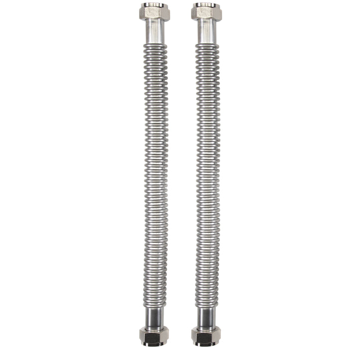 2 Pack 18" Corrugated Stainless Steel Flexible Water Line, 1" NPT Port