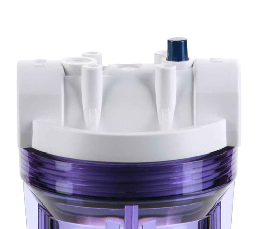 Hydronix 10" Clear Housing, White Rib Cap, RO & Filtration 3/4" Ports w/ Relief