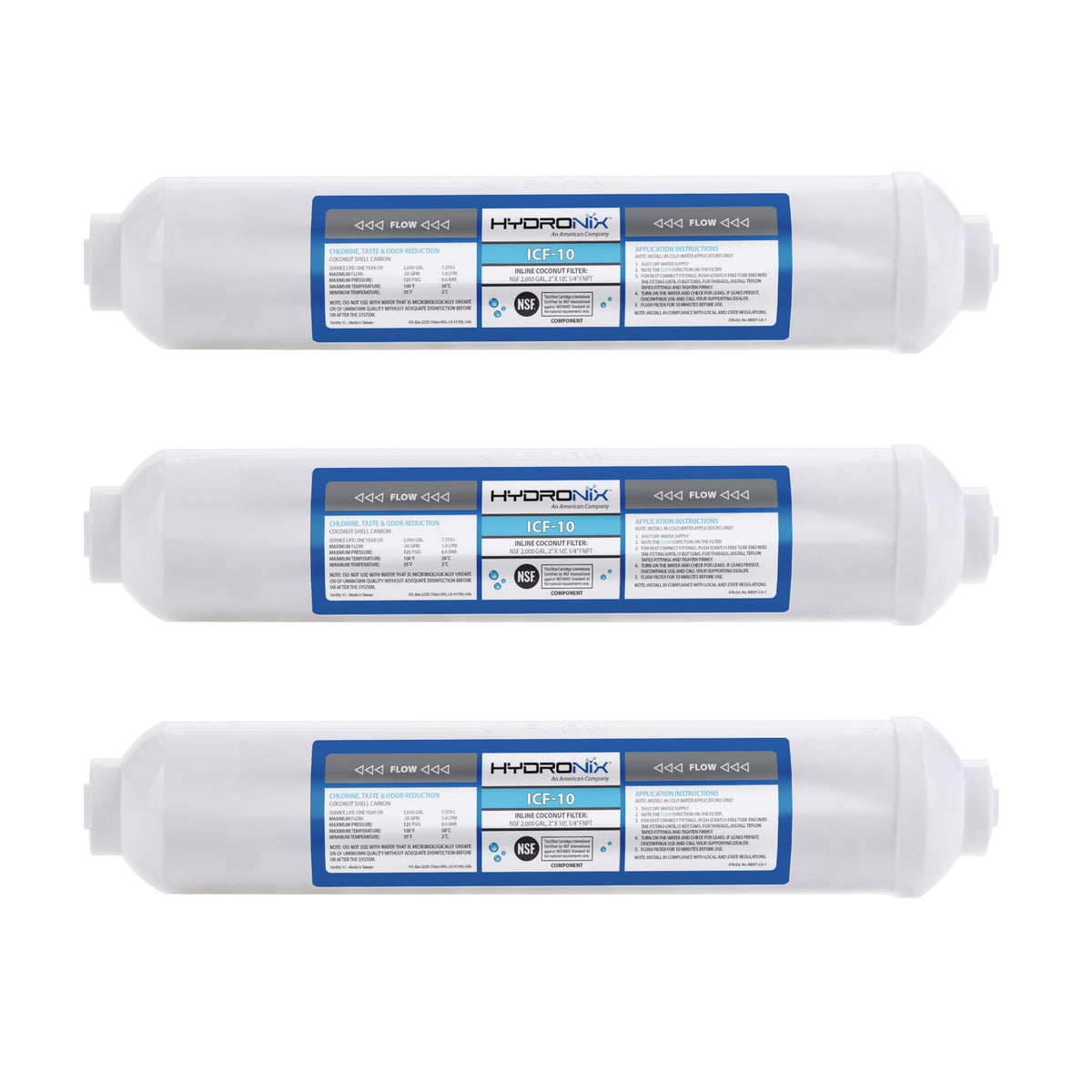 3 PK Reverse Osmosis Post Fridge GAC Carbon Inline Water Filters 1/4 ...