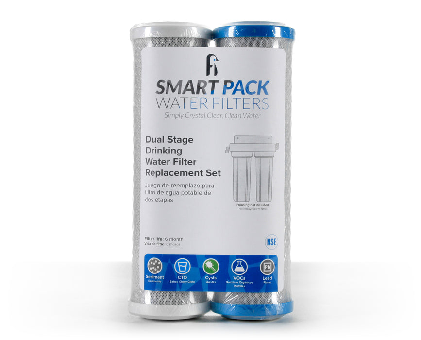 Dual Stage Drinking Water Filter Replacement Set, filters VOC Mercury Lead